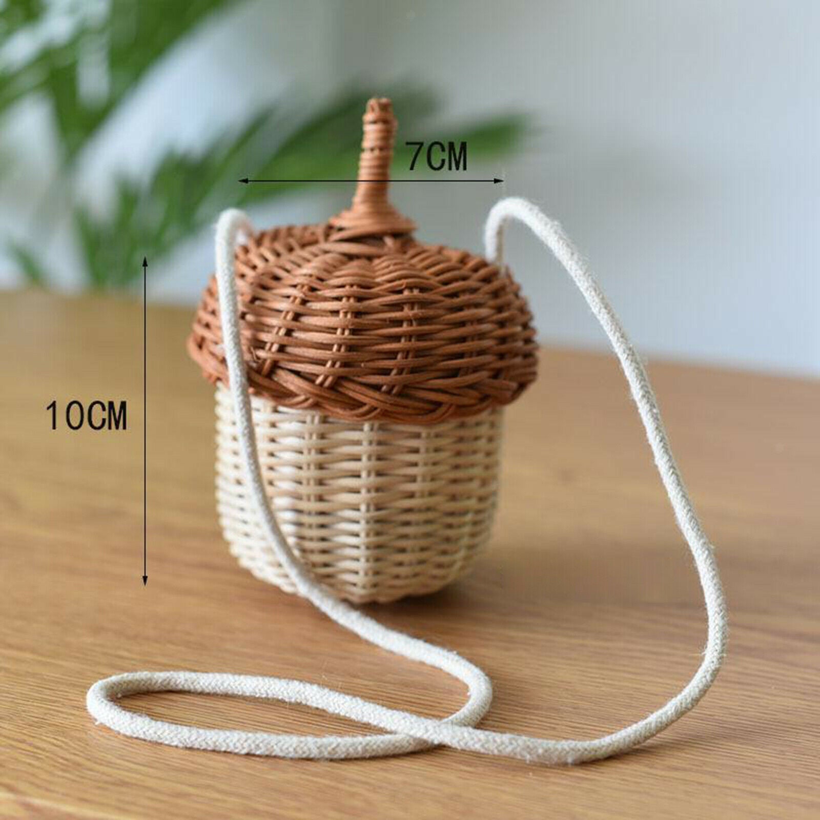 Lady Cute Chic Round Rattan Handbag Straw Tote Bucket Bag Party Picnic