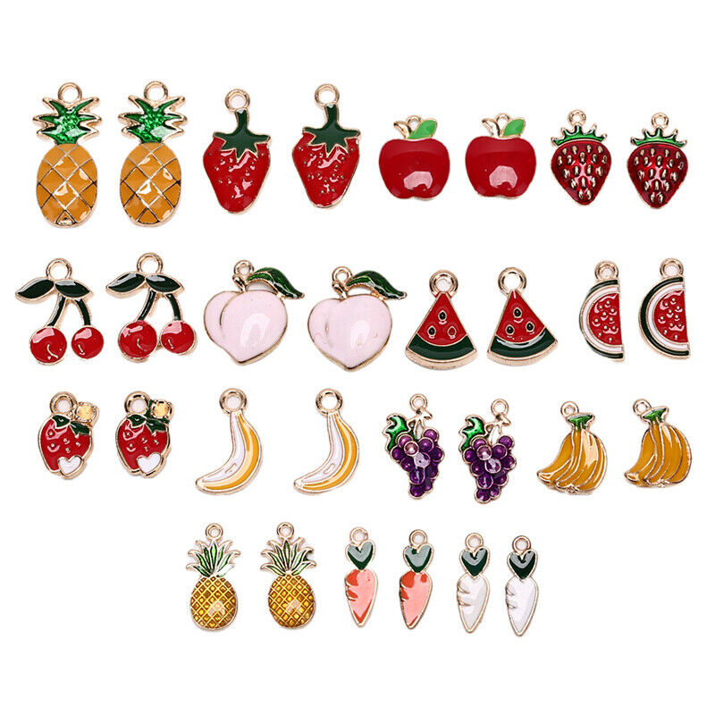 30x Enamel Pineapple Fruit Charms Pendant DIY Jewelry Making Necklace Bracele BU