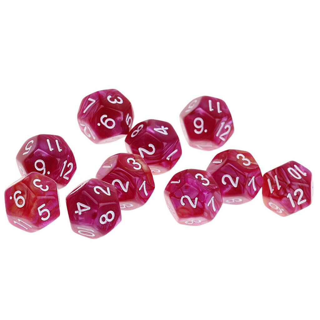 10PCS D12 Polyhedral Dice for RPG Games Table Game Red