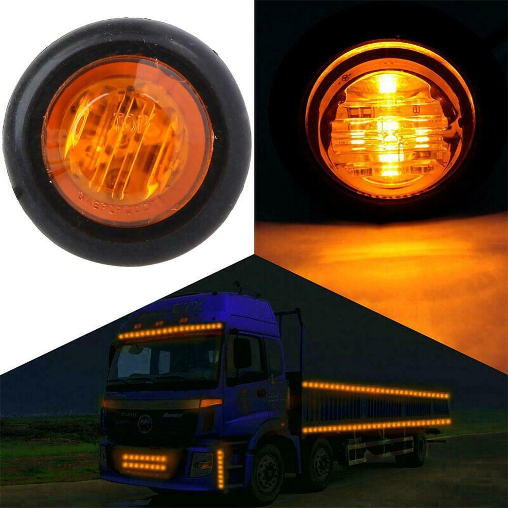 10Pcs 3/4" Round LED Clearence Front Rear Side Marker Indicators Light Truck Car