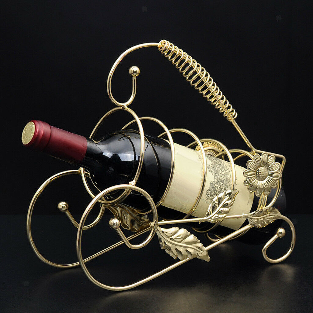 Retor Metal Red Wine Rack Champagne Bottle Holder Storage Shelf Golden