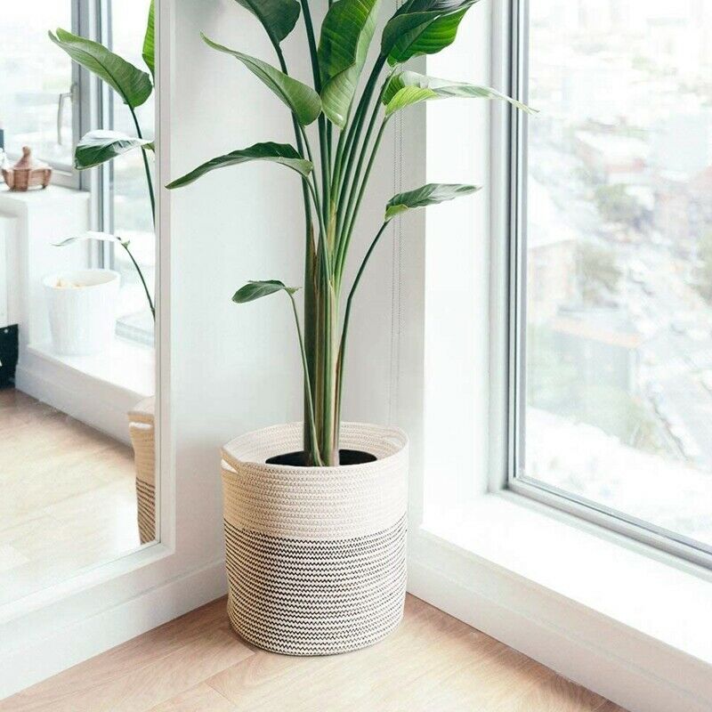 Cotton Rope Plant Basket Modern Indoor Planter Flower Pot Woven Storage OrgaQ4L9