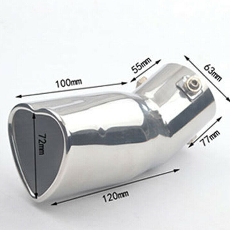 63mm Inlet Universal Exhaust Tip Pipe Car Heart Shape Tail Pipe Stainless Steel