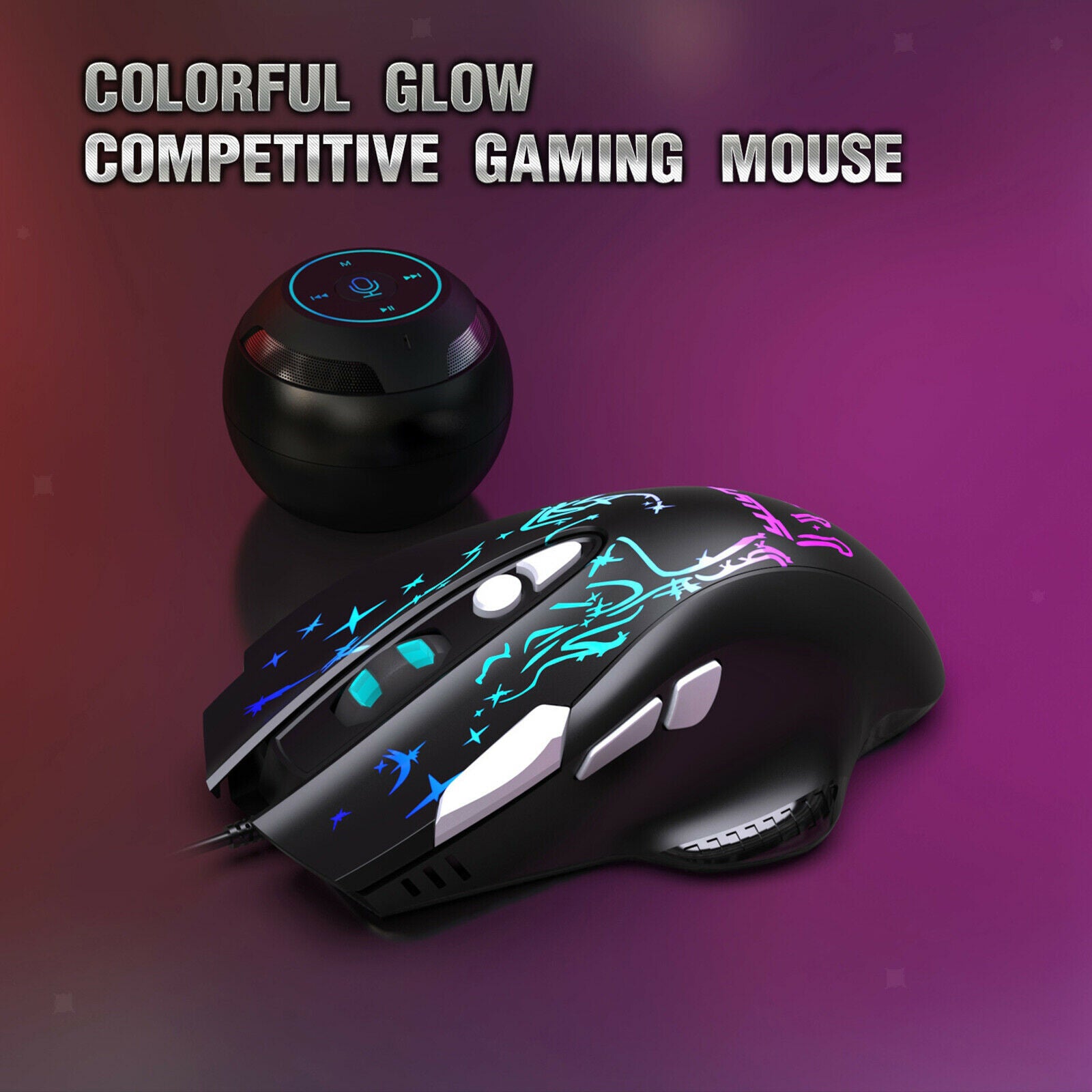 USB RGB Wired Gaming Mouse 6400 DPI Gamer Optical Mice with Side Buttons
