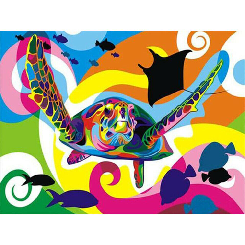 50x40cm Colorful Turtle Painting By Numbers DIY Hand Painted Wall Art Decor @