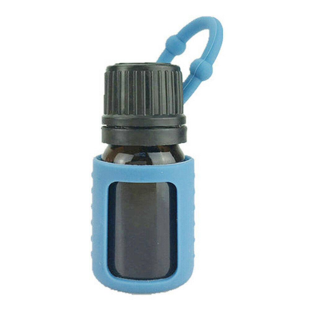 5ml Empty Refillable Essential Oil Bottles Case with Silicone Sleeve Blue