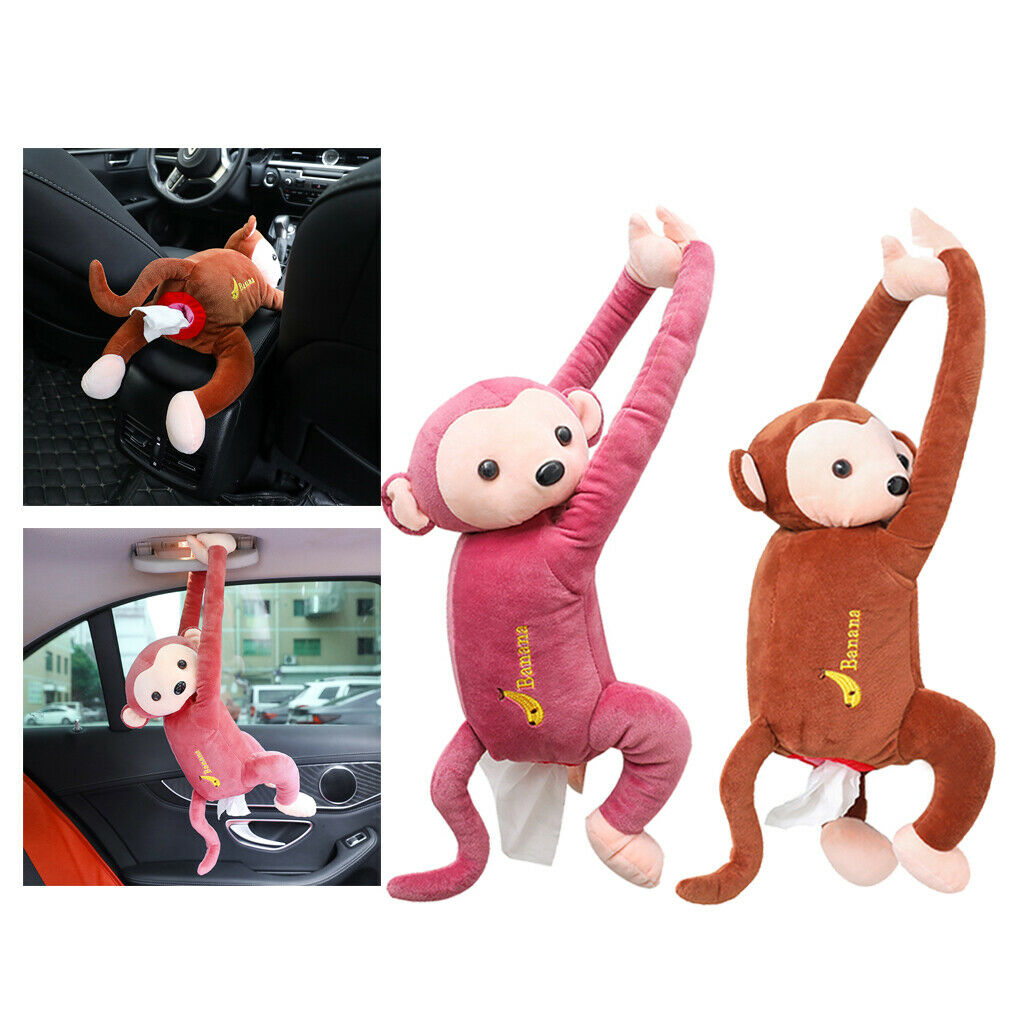 New Cute Plush Monkey Tissue Cover Animal Cartoon for Car Office cameo brown
