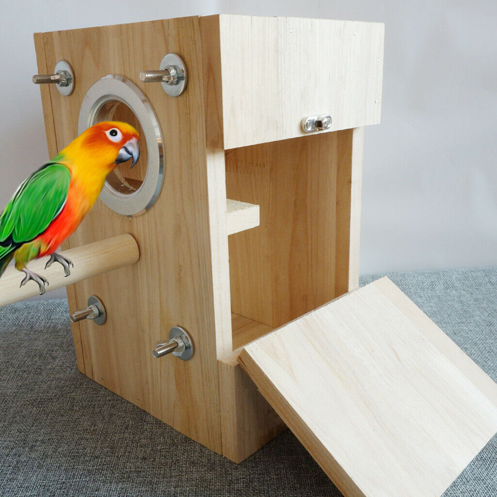 2x Birdhouse, Wooden Bird House, Parrot Breeding Nest Nesting Box Small Animal