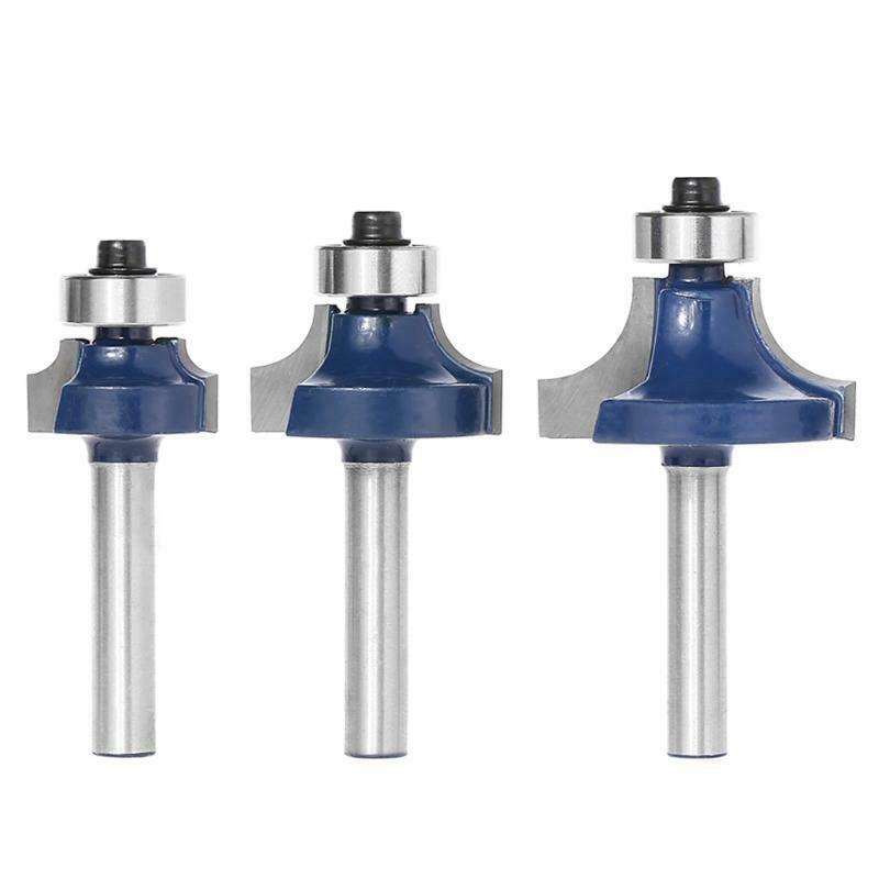 3 Pcs Radius 1/4" Shank Round Over Beading Edging Router Bit Set For Woodworking