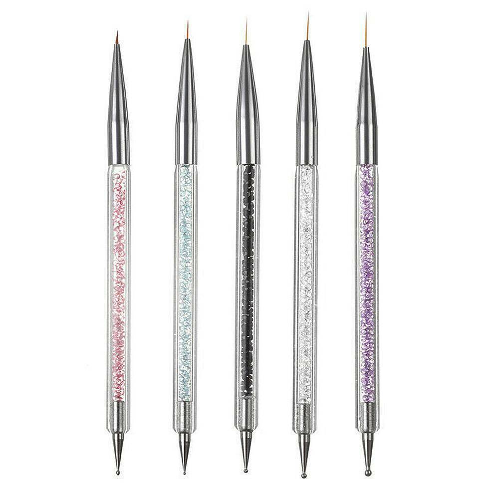 5pcs/Set 2-Way Nail Art Dotting Drawing Painting Pen UV Gel Liner Polish Brush