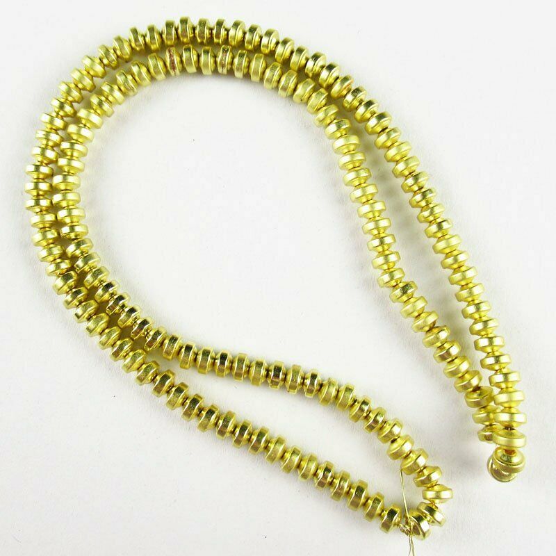 4x2mm Frosted Yellow Hematite Rondelle Pendant Loose Bead 15.5 " 18g A-465TS