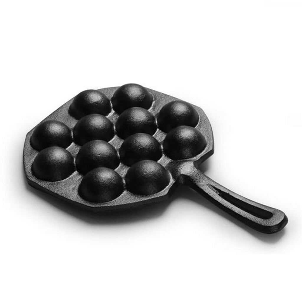 Cast Iron Takoyaki FishBalls Pan Maker, 12 Molds