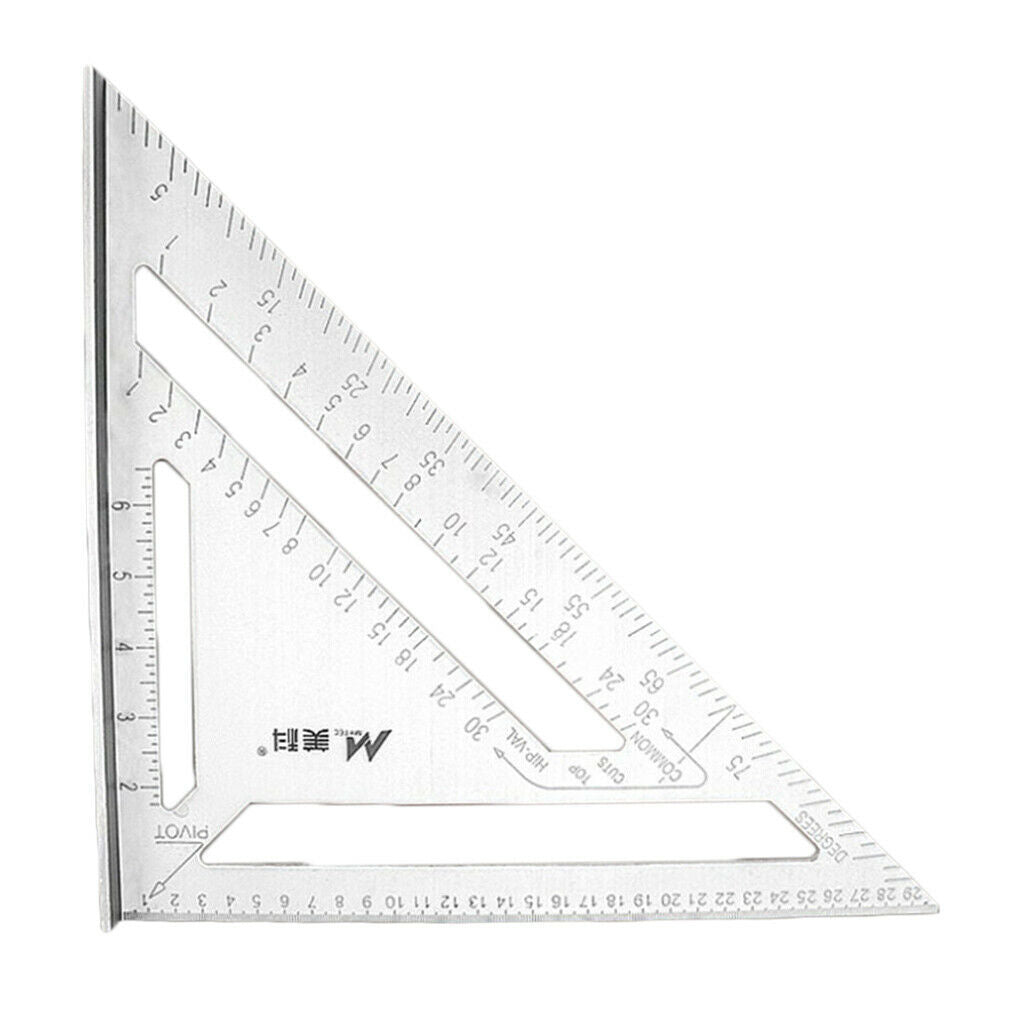 Metric 30cm Aluminum Carpenter Triangle Square Ruler Angle Measuring Durable