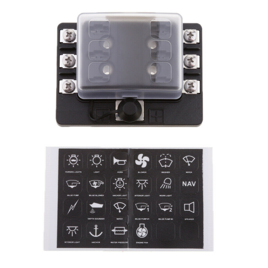 6-Way 32V Car Boat Blade Fuse Box Holder Panel for Mini Micro Fuses