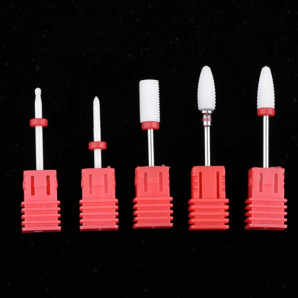 5x Ceramic Nail Drill Bits Set 3/32 "Sanding Polishing Bit