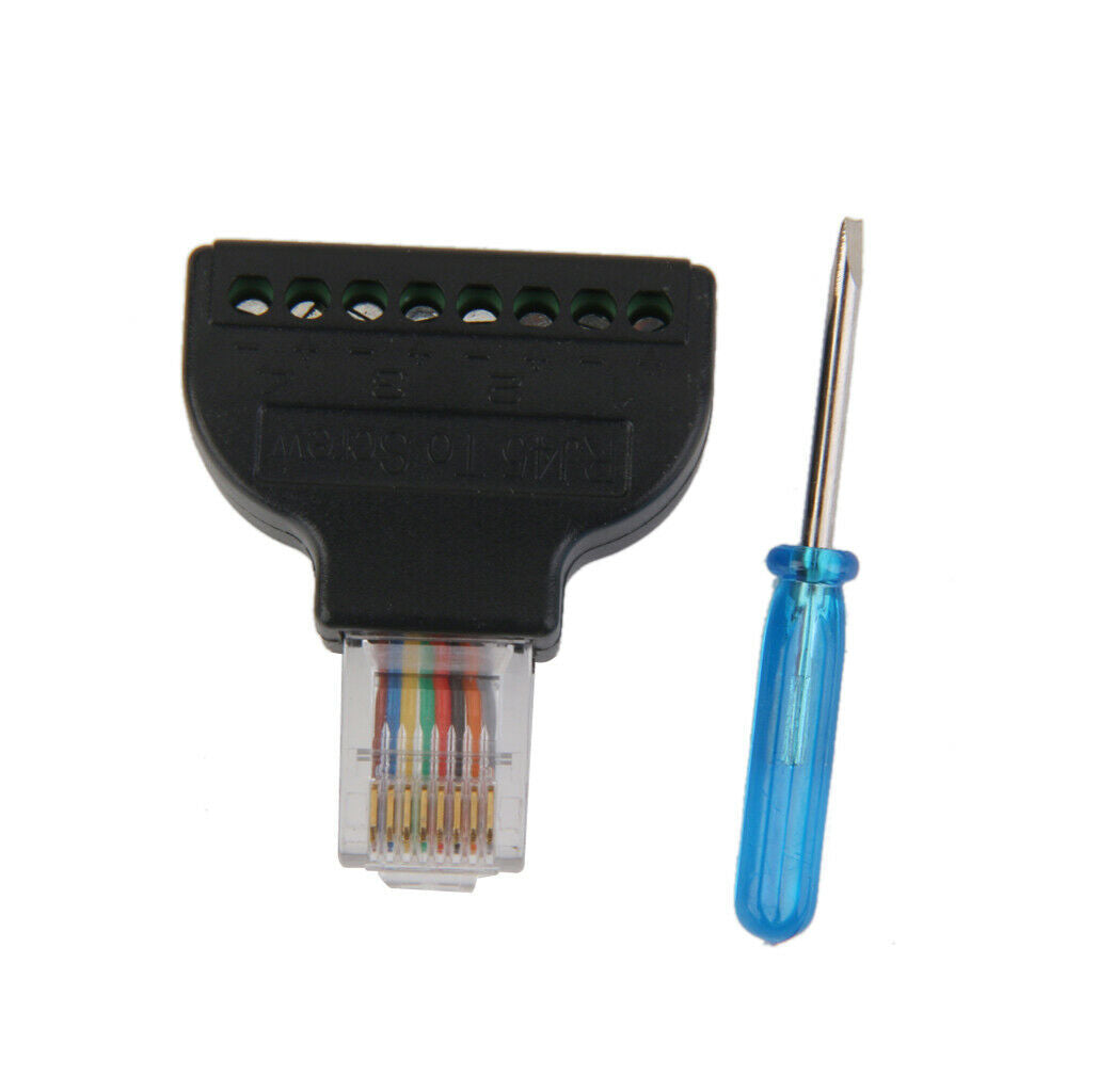 Generic RJ45 Male Plug to AV 8 Pin Screw Terminal Adapter Block ADAPTER