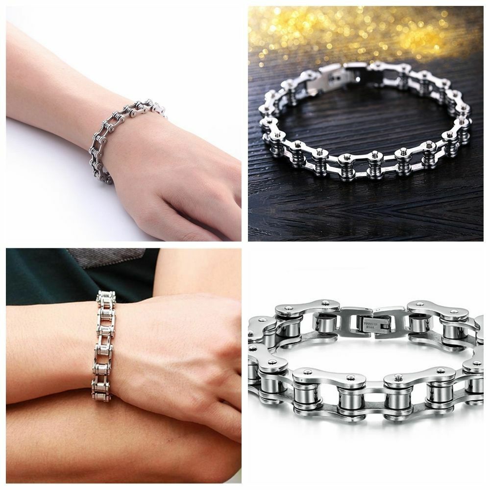 Hot Punk Stainless Steel Bracelet Men Biker Bicycle Motorcycle Chain Bracelets