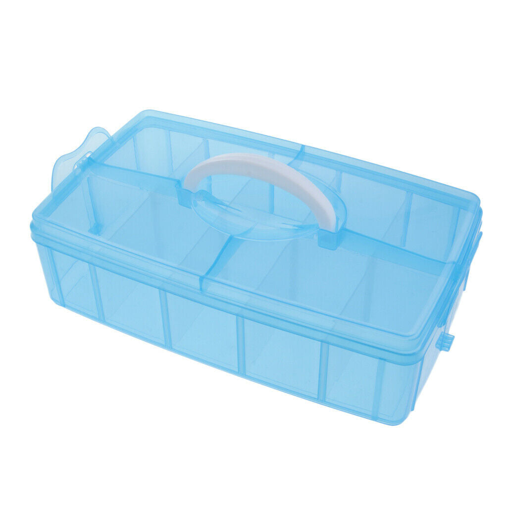 Plastic 10 Slots Jewelry Storage Box Case Crafts Organizer Beads Holder - Blue,