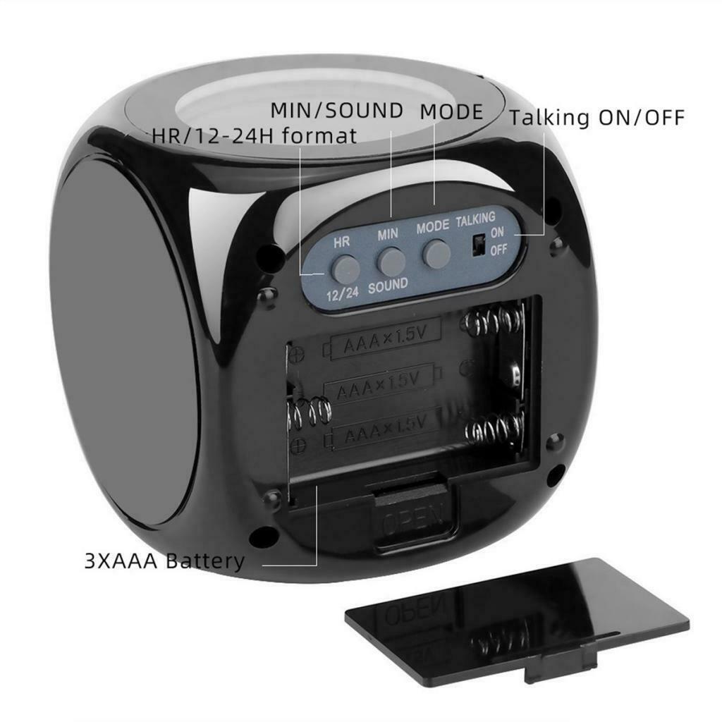 Colorful Backlight Alarm Digital Projector Projection Clock Black