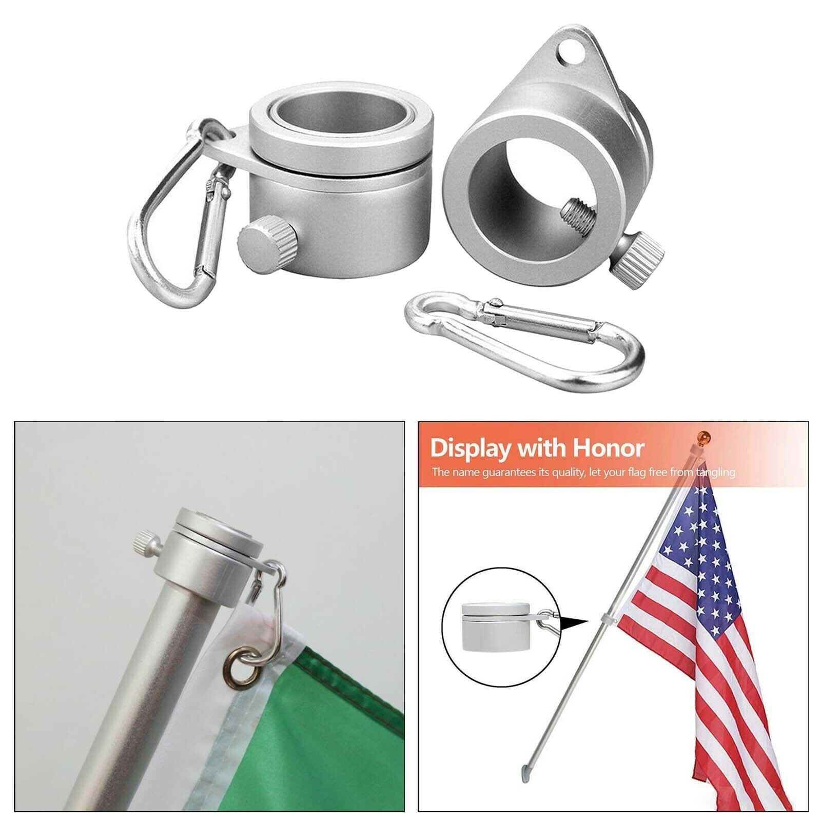 Aluminum Alloy Flag Pole Rings Clip for 1 inch Dia. Mounting Attachments