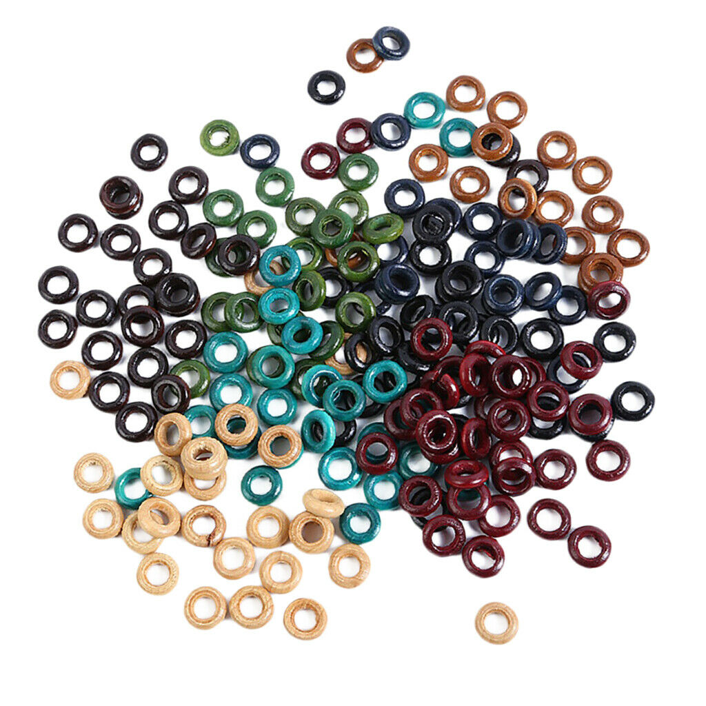 100 Pieces Multi Color Round Wood Hair Braid Dread Dreadlock Beads Cuff Clip