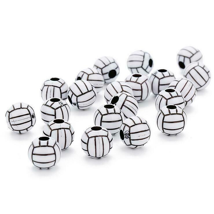100pcs 12mm Acrylic Loose Spacers Beads volleyball DIY Necklace Bracelet Jewelry