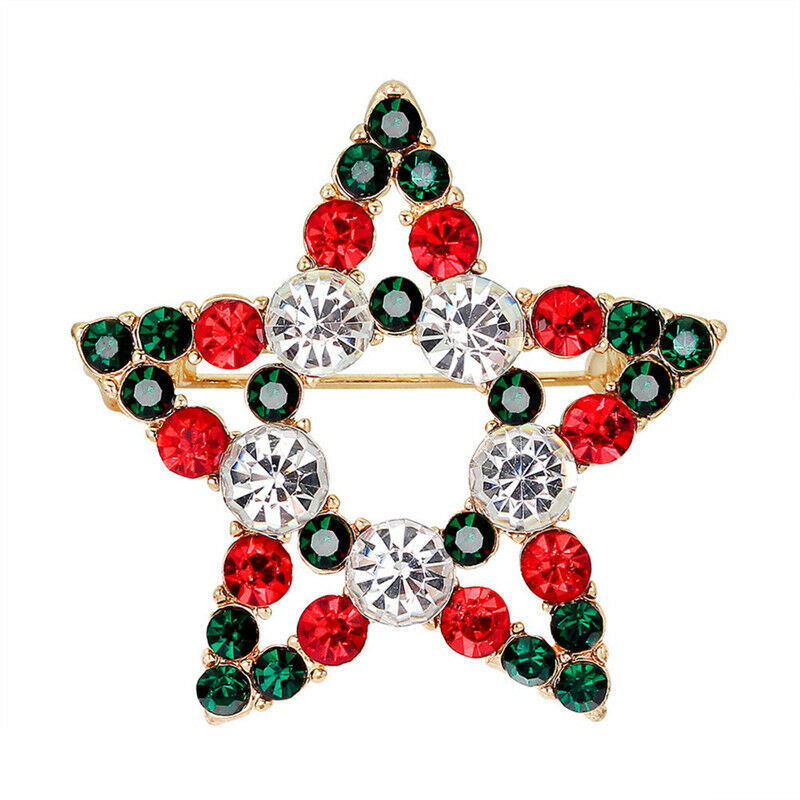 Great Star Crystal Rhinestone Snowman Christmas Brooch Pin Xmas Gif.l8