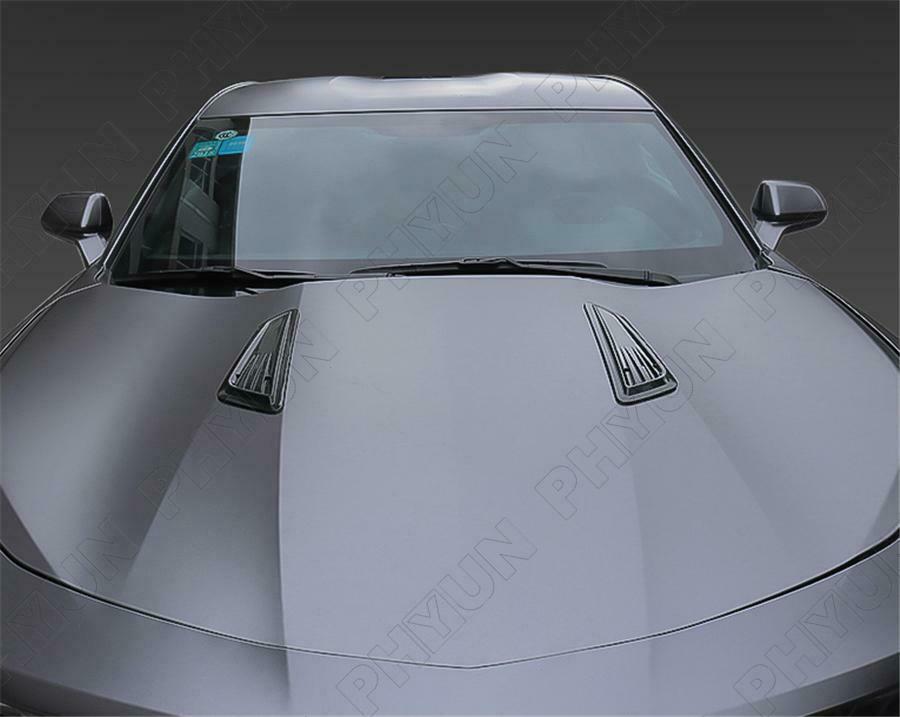 2Pcs Car Hood Vent Cover Air Flow Intake Cooling Panel Trim Carbon Fiber Style