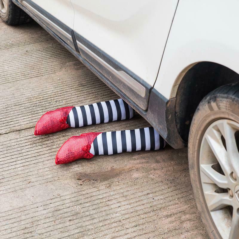 Halloween Witch Striped Prosthetic Legs Garden Scary Decorations Ghost Orname FT