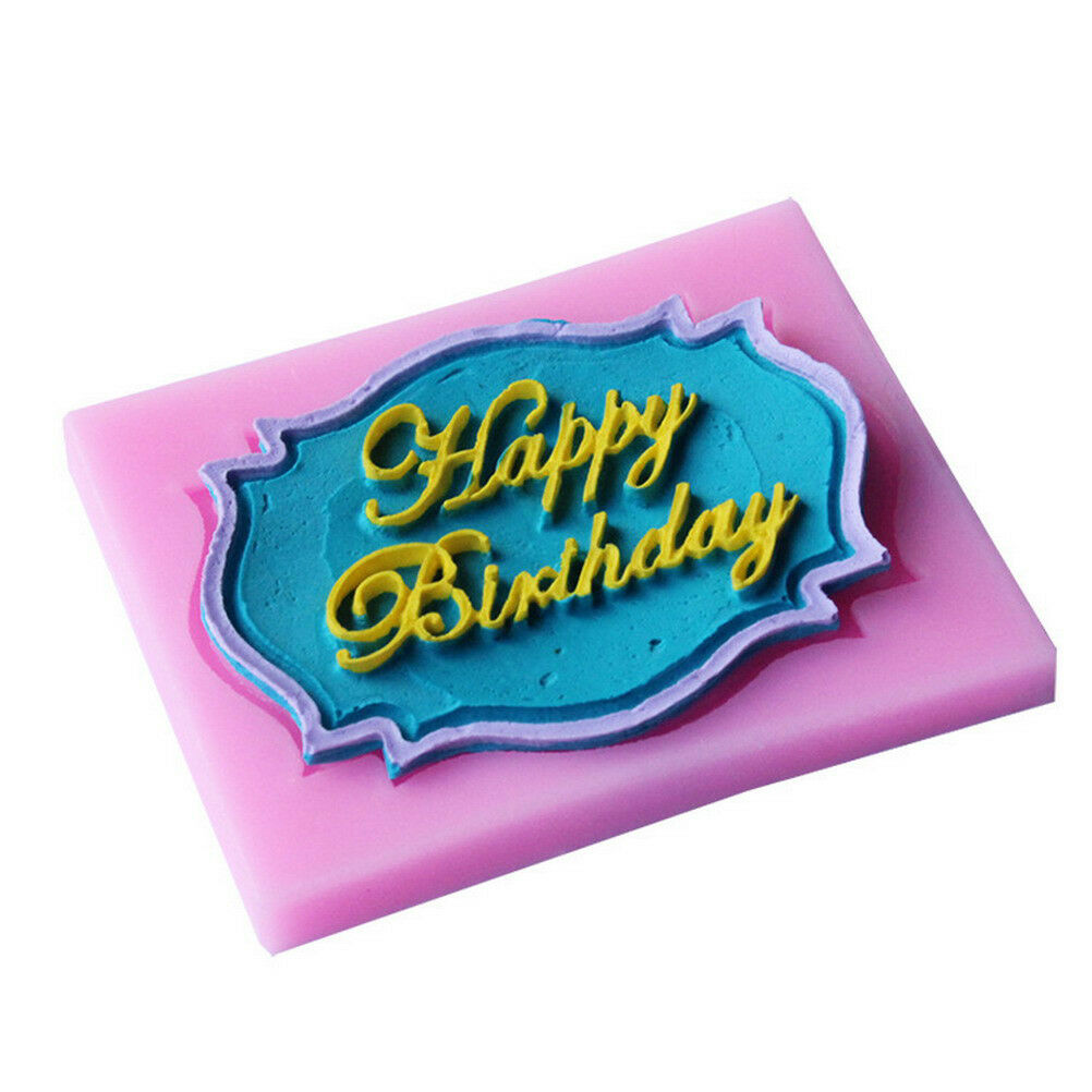 Happy Birthday silicone mold chocolate fondant cake decor baking Tool ute.l8