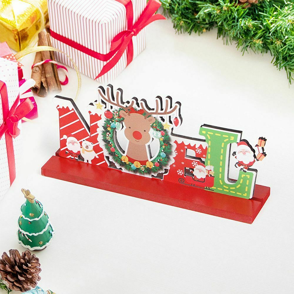 Desk Wood Craft Xmas Desktop Decorations Wooden Ornaments Christmas Table Decor
