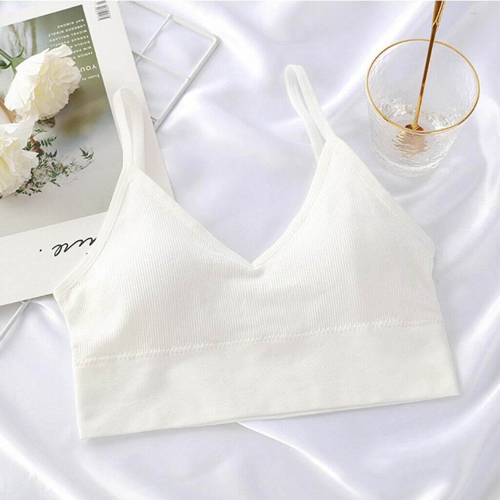 2PCS Womens Trendy V Neck Padded Bralette Comfort Bra Bustier Camisole