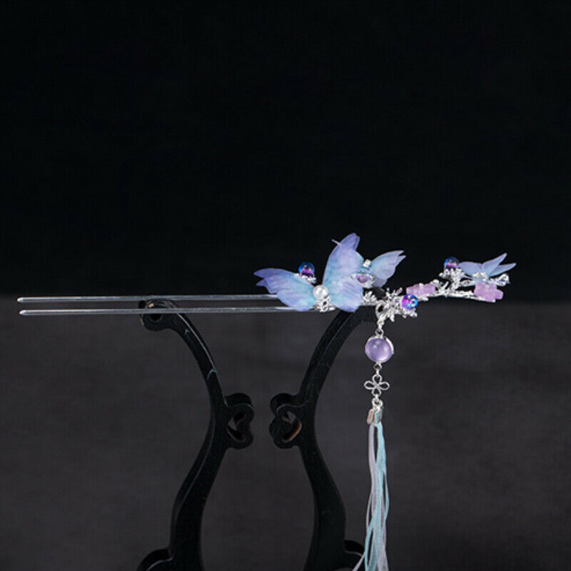 Handmade Chinese Hanfu Hairpin Butterfly Tassel Kanzashi Step Shake Hair Clip