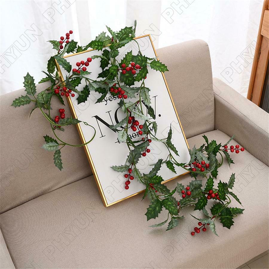 2M Christmas Garland Artificial Wreath Rattan Decor Pine Cones Rattan Leaves