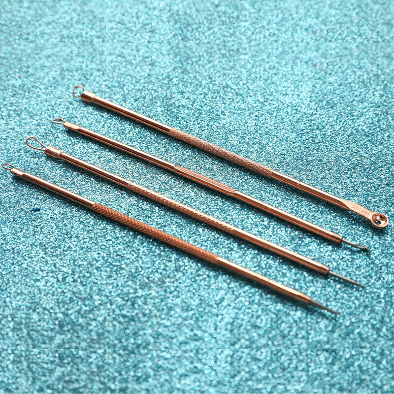 4pcs/set Blackhead Comedone Needle Remover Pimple Spoon For Face Skin Care T DF
