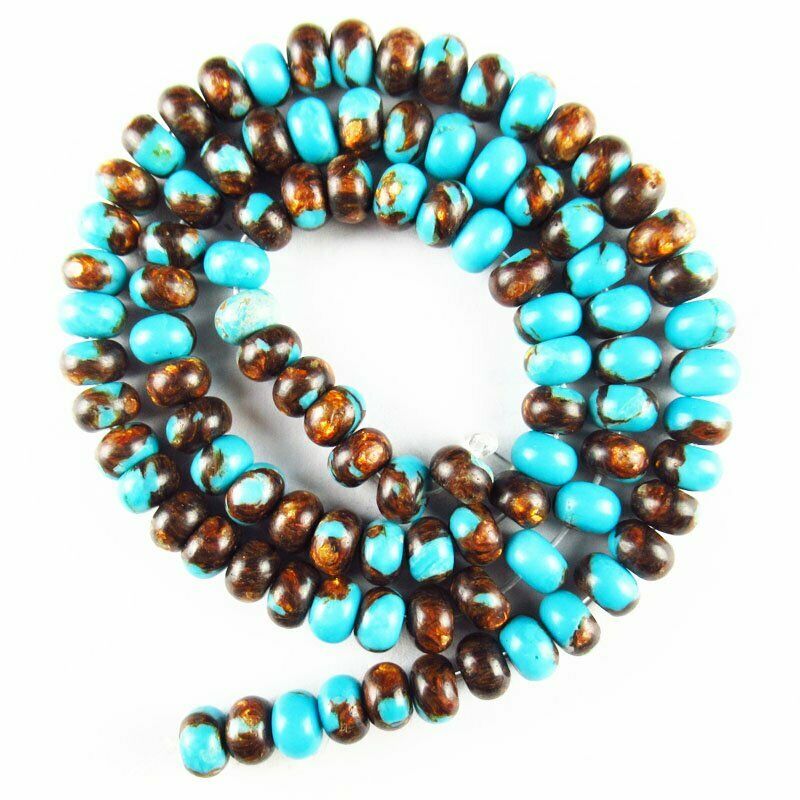6x4mm Man-made Turquoise Copper Bornite Rondelle Loose Bead 15.5 " 27g 616DHS