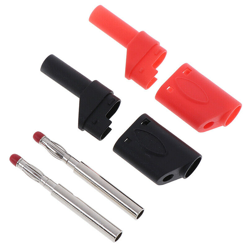 10Pcs Safety 4mm Male Stackable Banana Plug Connector Shrouded Fully Insula_DD
