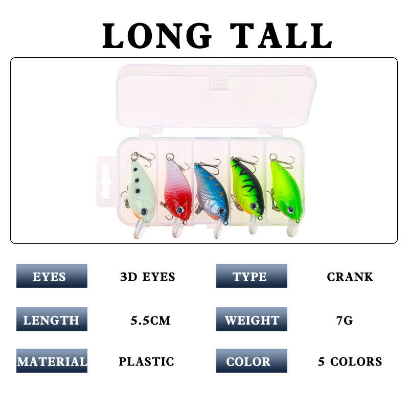 5pcs/set Fishing Lure Fishing Hard Bait Luminous Minnow Floating Swing Bearking