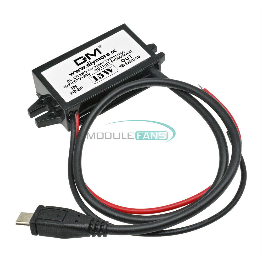 DC-DC Converter Module 12V To 5V Micro USB Power Adapter Car Charger 3A 15W