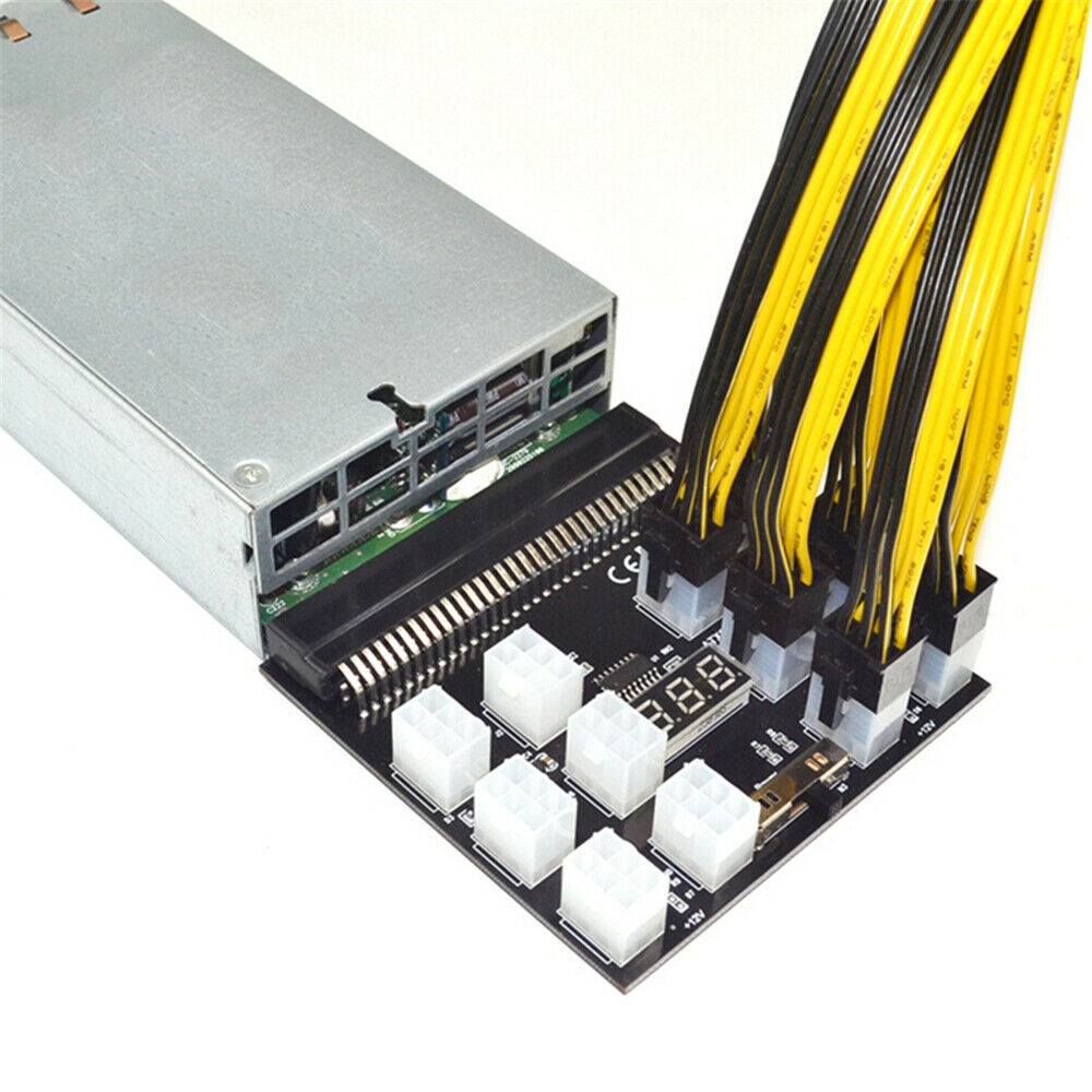 PCI-E 12x6Pin Power Supply Breakout Board Adapter Converter 12V for Ethereum BTC