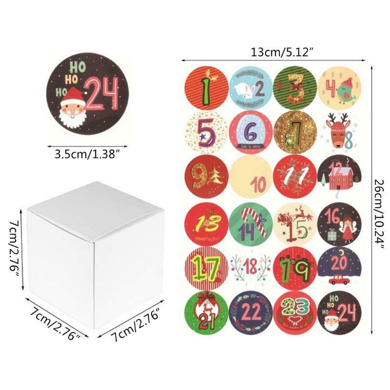 Christmas Advent Calendar Paper Candy Box 24 Days Christmas Element Candy Bags