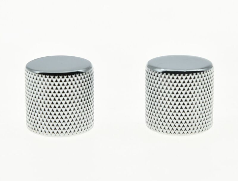 2x Chrome 18mm Guitar Bass Flat Top Barrel Knobs Tele Telecaster Guitar Knobs