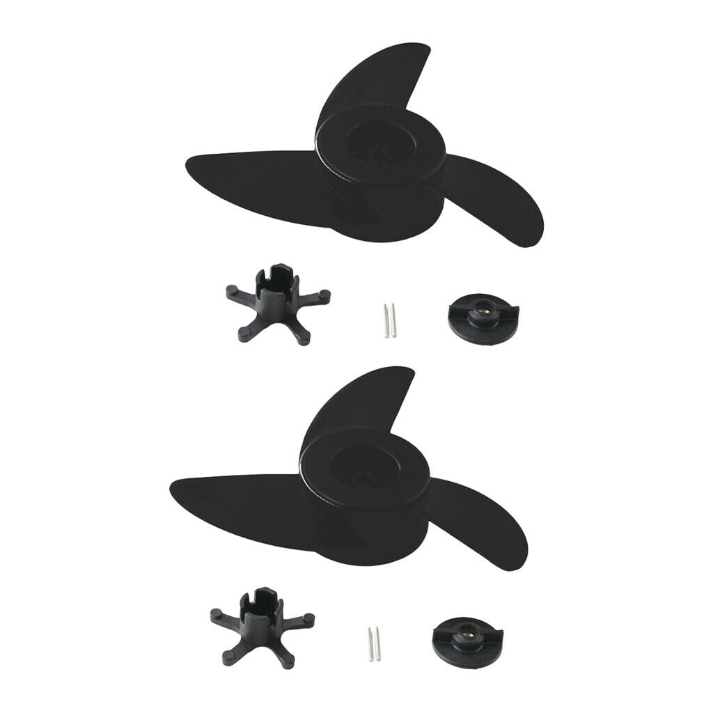 2Pcs 3-Blade Propeller Black Motor Prop Solid Weedless Outboard Replacement