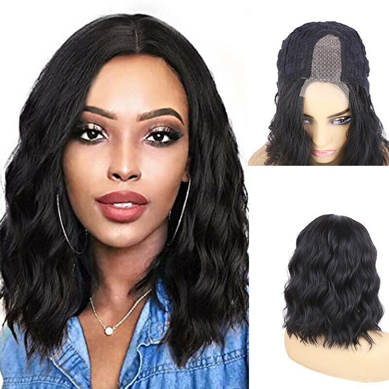 Short Wave BOB Hair Wigs for Black Women Middle Part Synthetic Lace Front Wigs