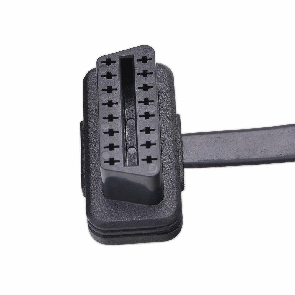 16 Pin Flat Noodle Male to Female Elbow 2FT OBD 2 Extension Diagnostic Cable -UK