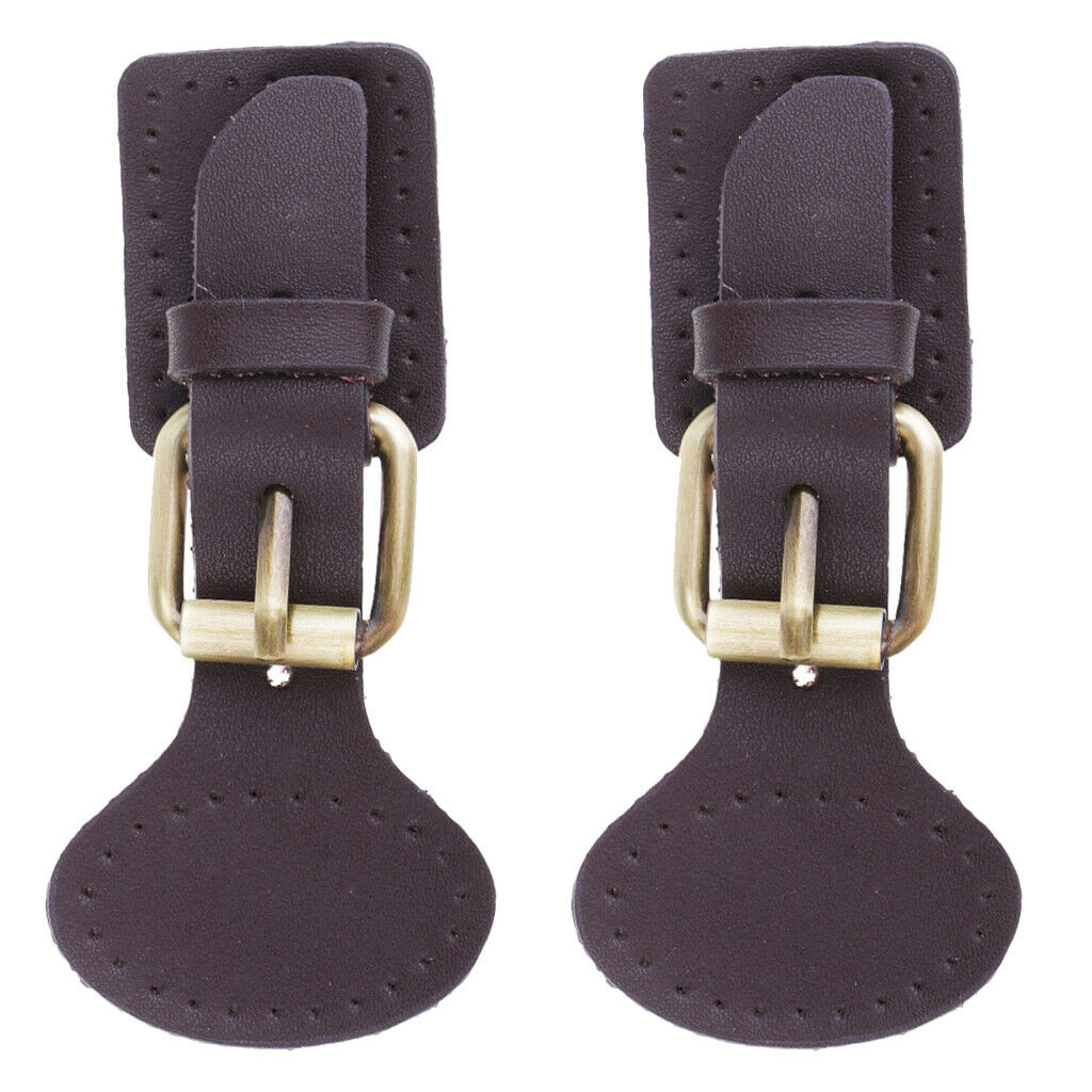 2x Leather Magnetic Snap Buckles Bag Making Fastener Sew On DIY Retro Brown