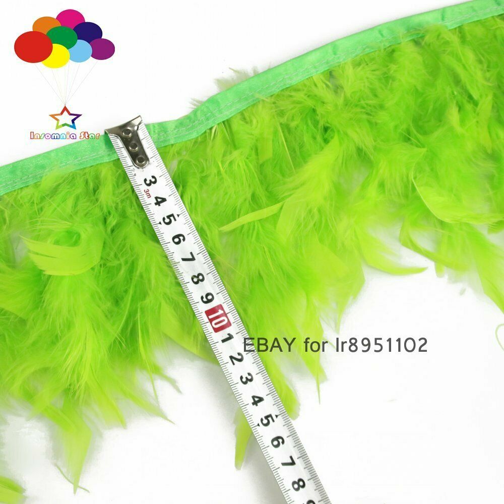 2 Meter Dyed fruit green Turkey feather fringe trim 6-8inches chandelle marabou