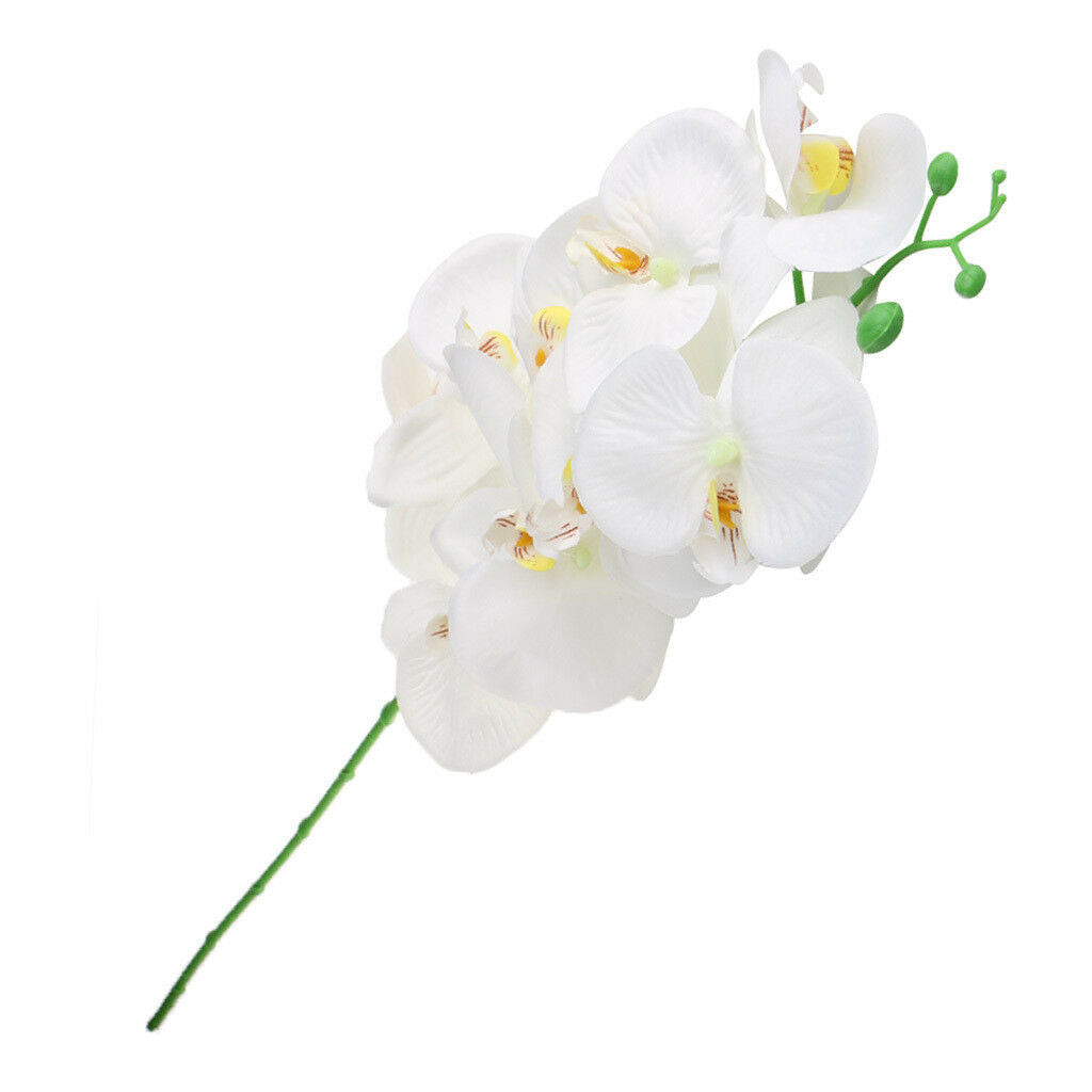 Lifelike Silky 93cm Artificial Phaleanopsis Orchid 9 Heads Flowers White
