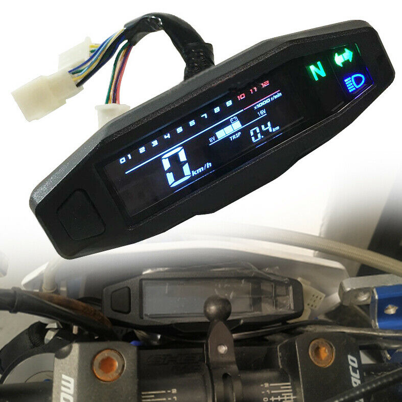 Motorcycle Speedometer Digital Odemeter Electric Injection Carb Meter 12000 RPM