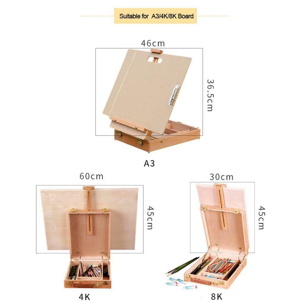 Art Supply Adjustable Wood Table   Easel, Artist Desktop Storage Box